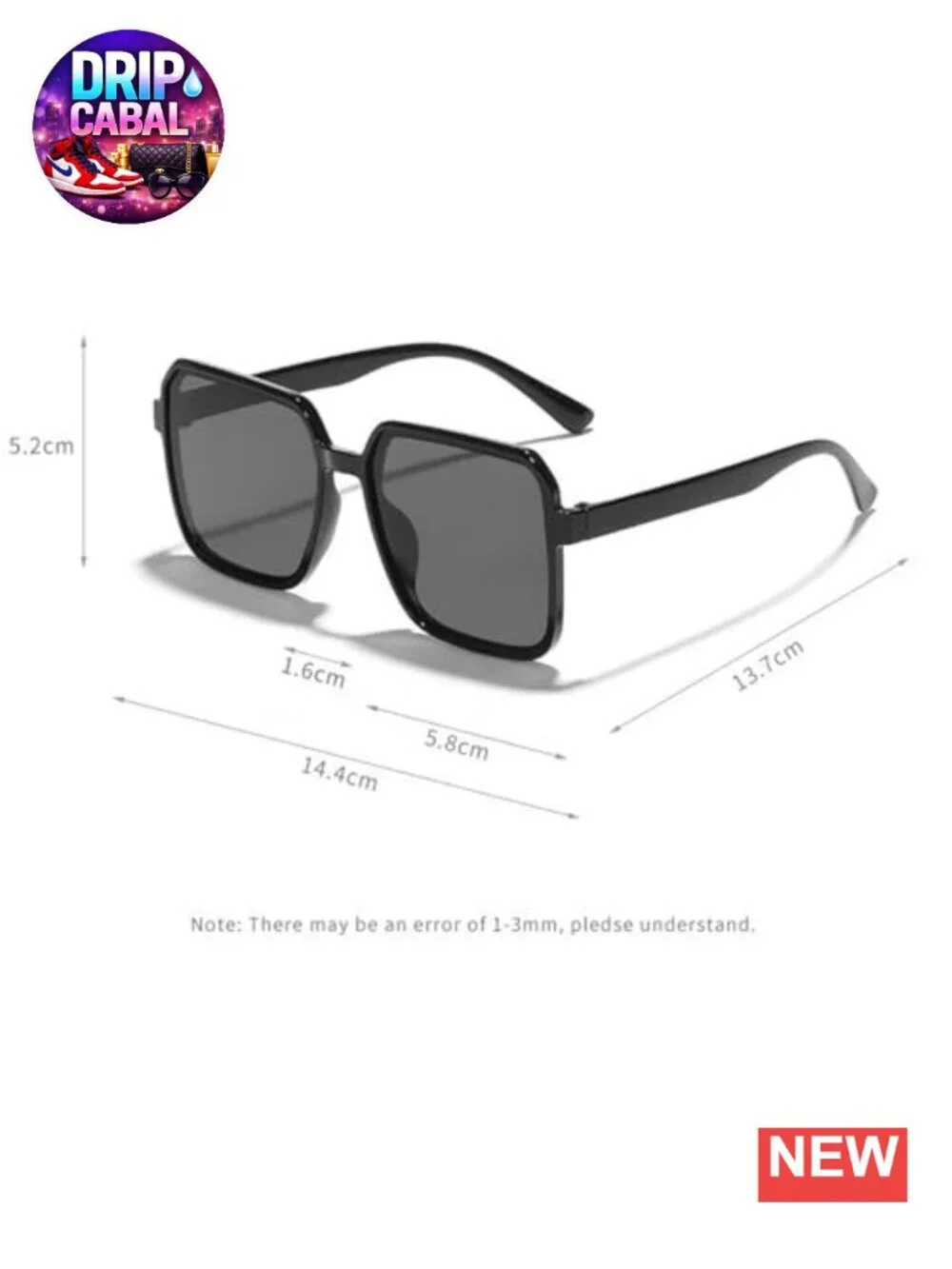 Vintage Oversized Square Sunglasses UV400 for Men Women